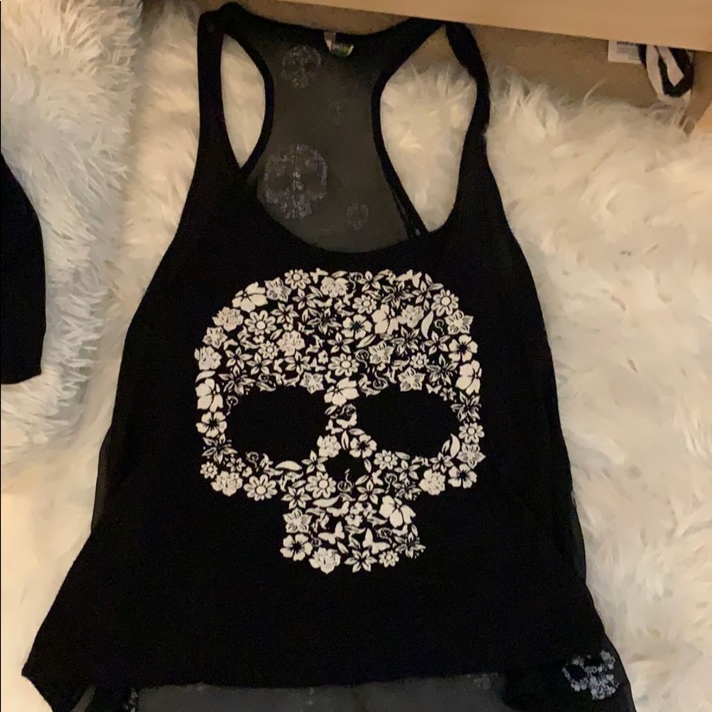 NEW SKULL TANK TOP SEE THROUGH - Picture 4 of 6